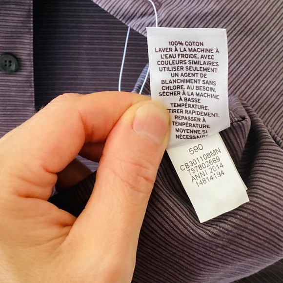 Nordstrom Calibrate Men's Short Sleeve Button Down purple horizontal stripe L - Picture 9 of 13